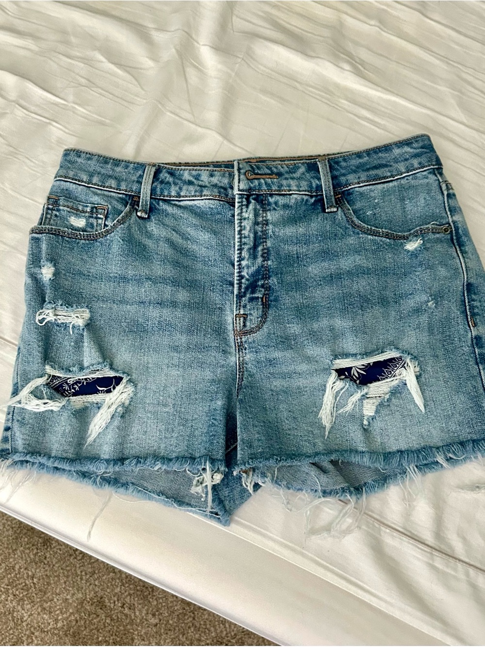 Old Navy Light Blue Distressed Denim Shorts